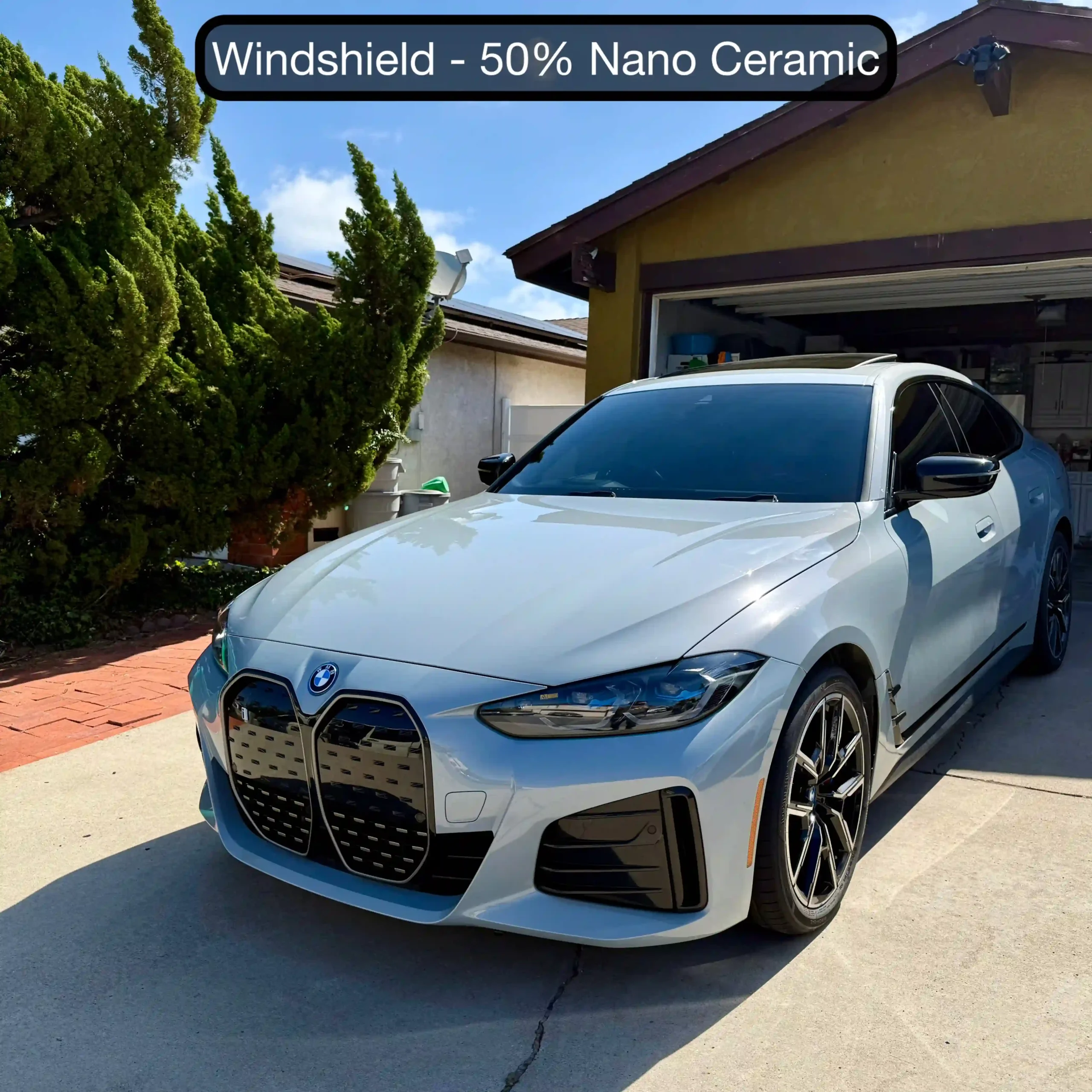 BMW i4 with 50% nano ceramic windshield tint