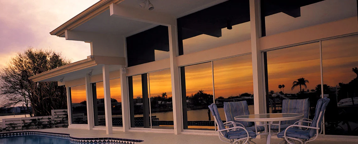 Modern home with architectural window tinting for heat reduction and privacy