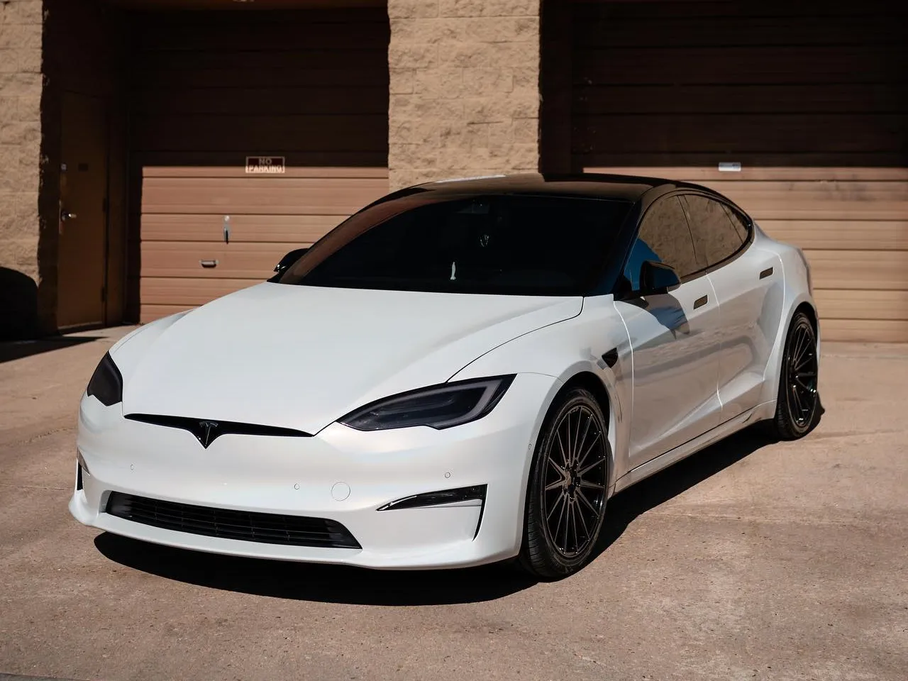 White Tesla Model S with Nano Ceramic window tint