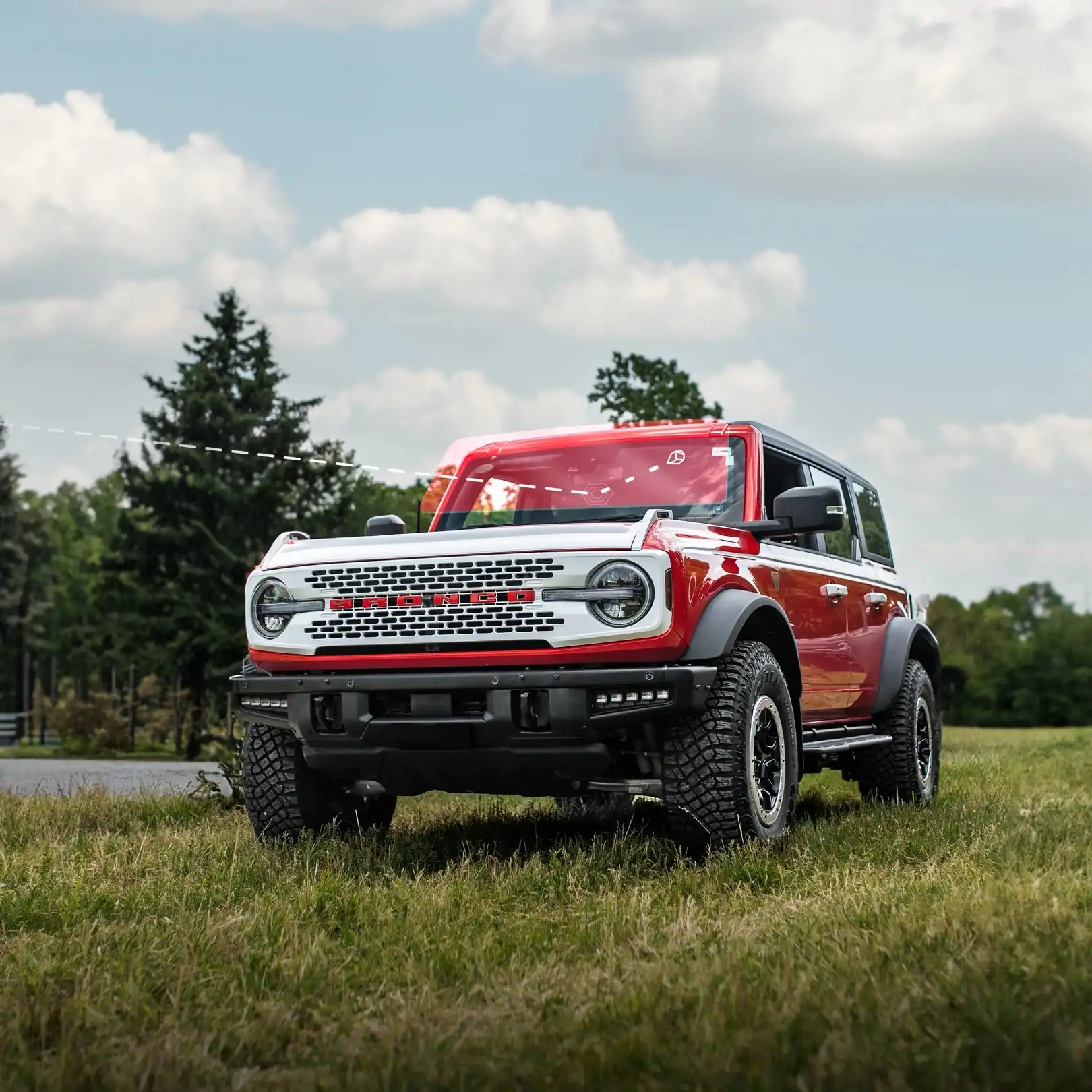 Ford Bronco with windshield protection film for road and off-road driving