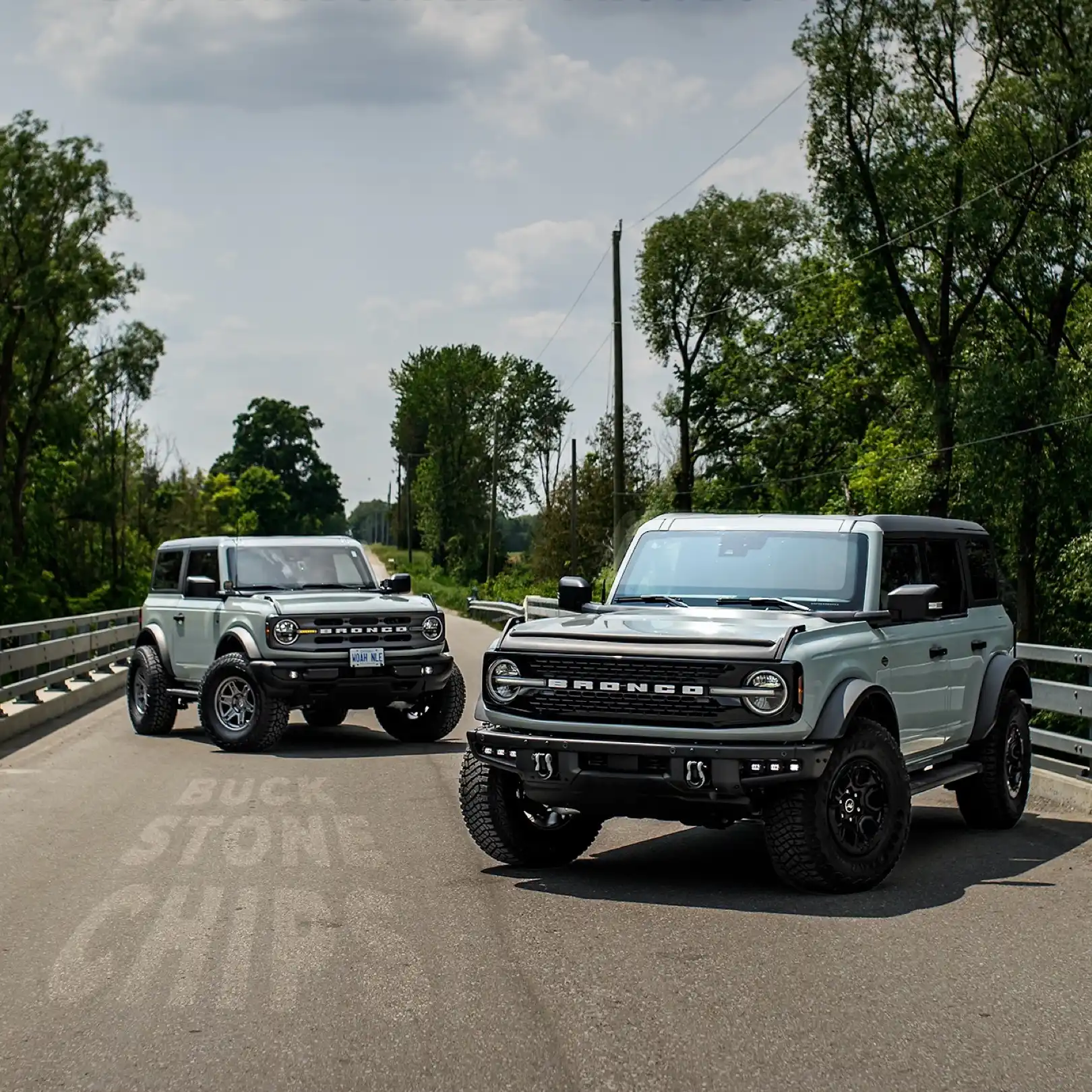 Ford Broncos with ExoShield windshield protection film