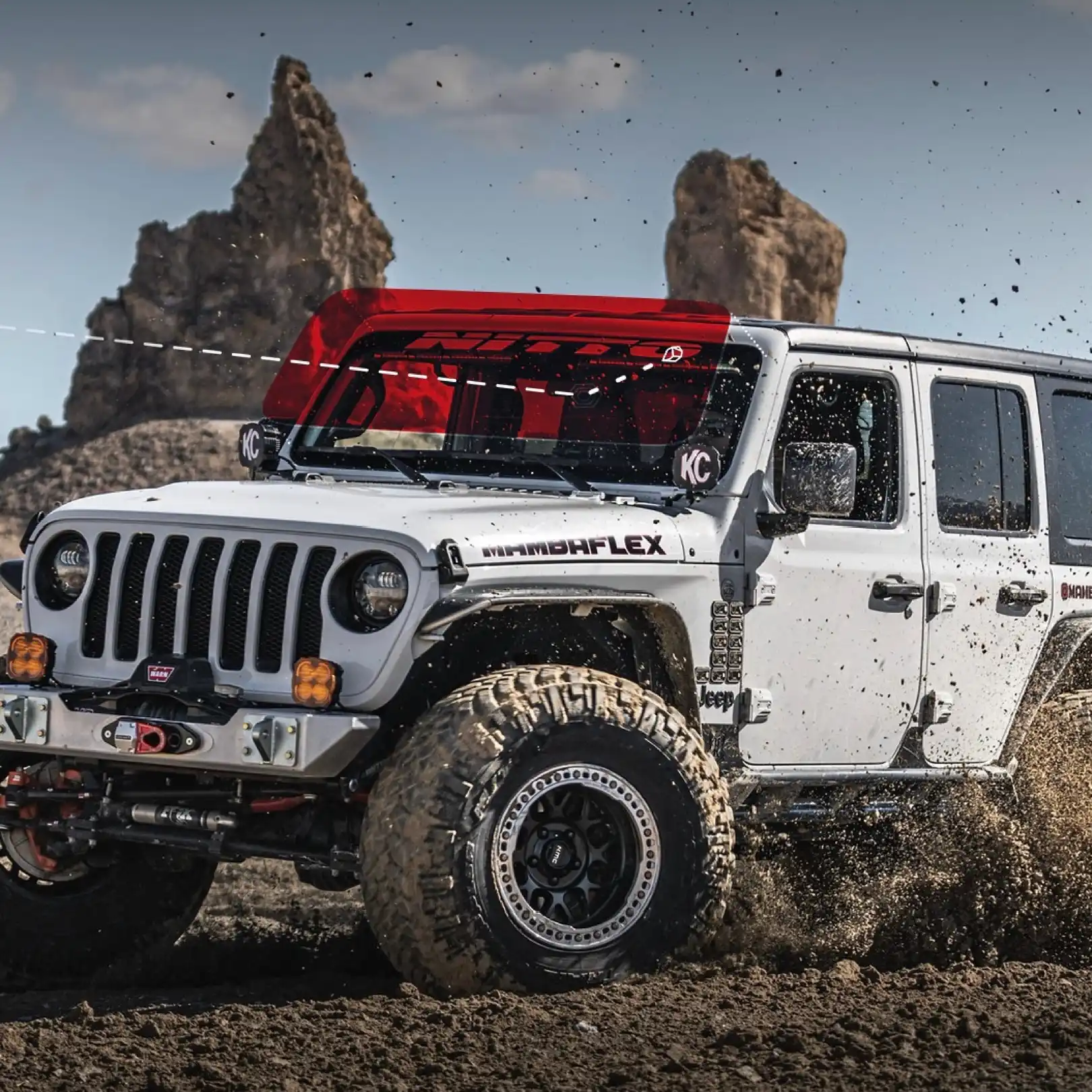Jeep Wrangler with exterior windshield protection film