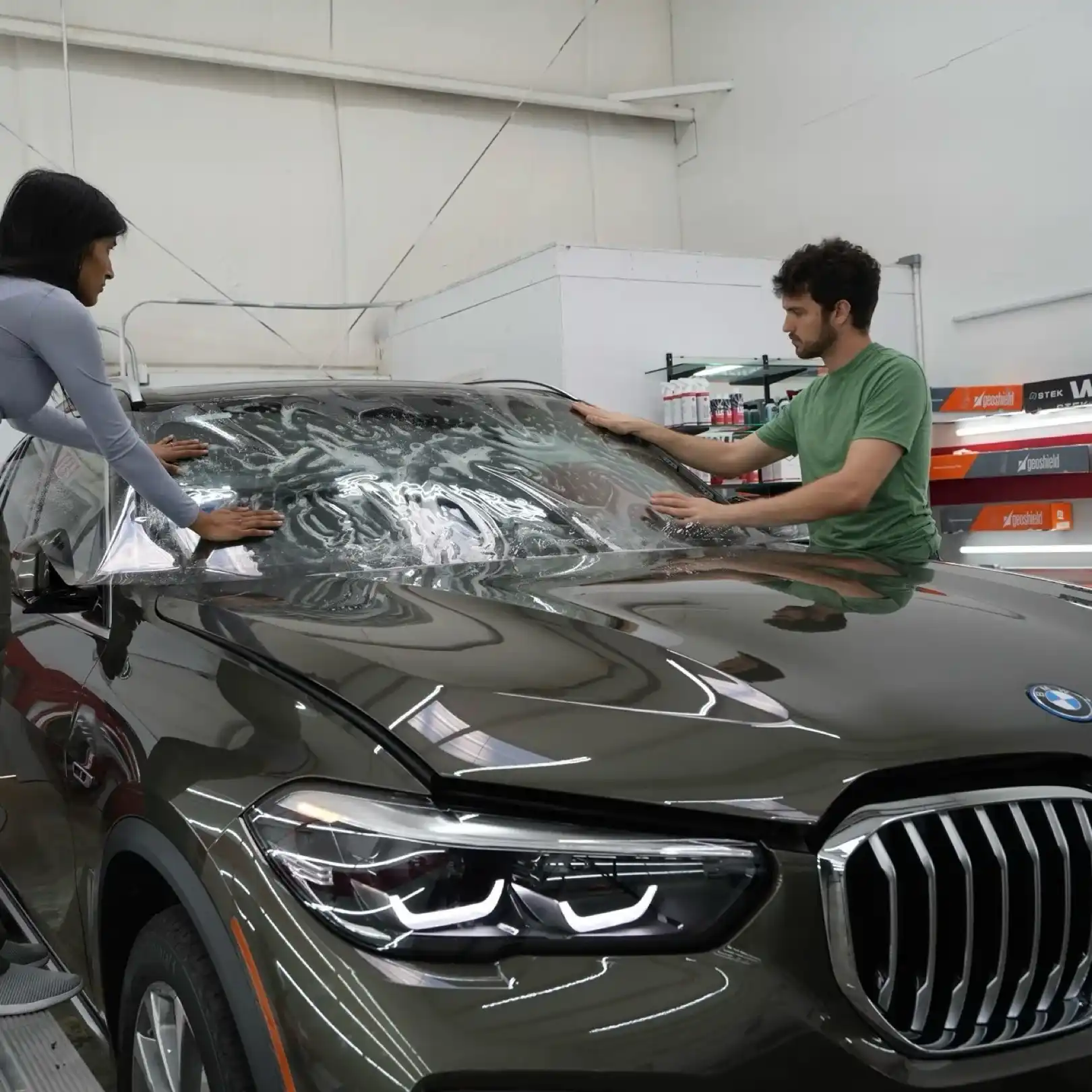 BMW with clear exterior ExoShield windshield protection film