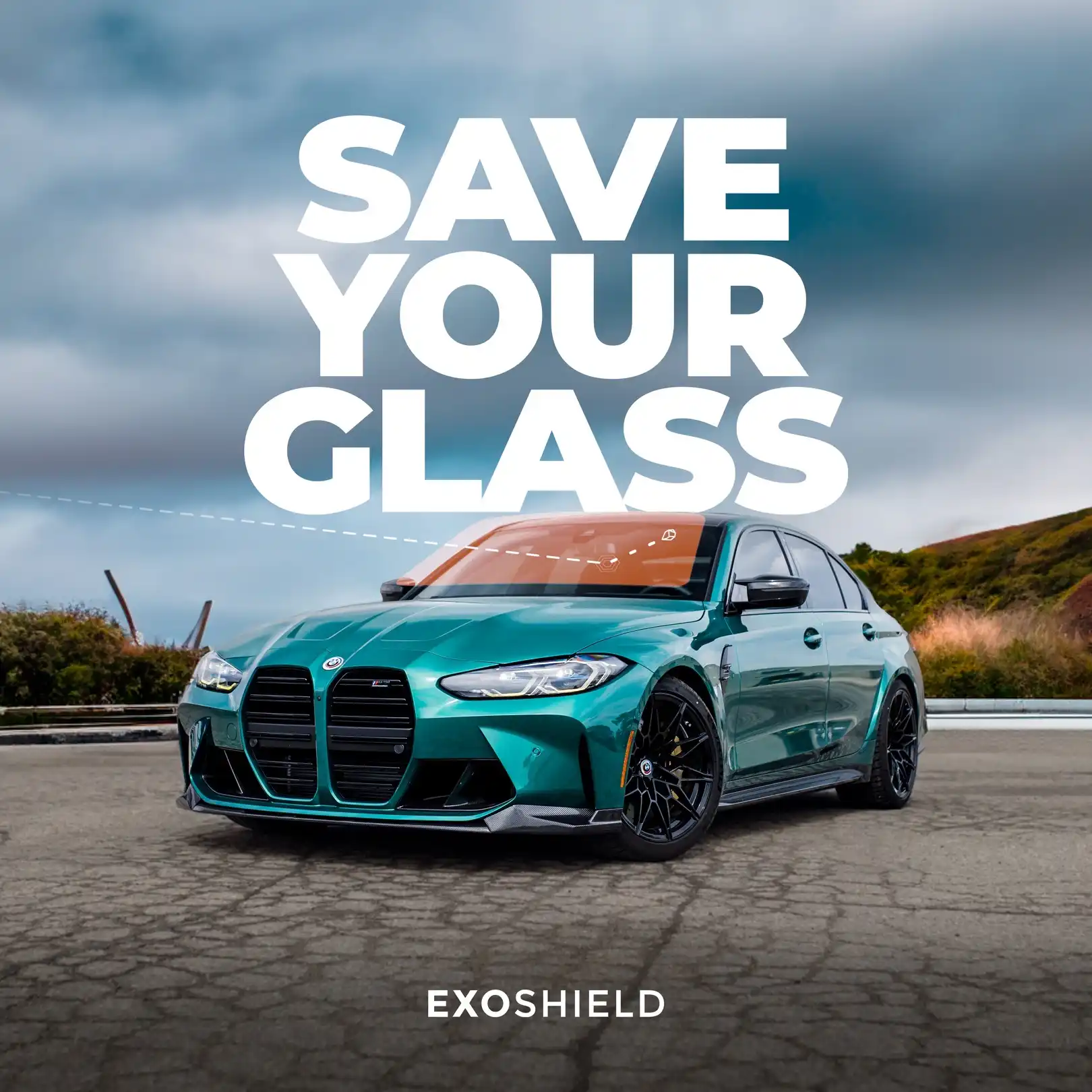 BMW with professionally installed ExoShield windshield film in San Diego