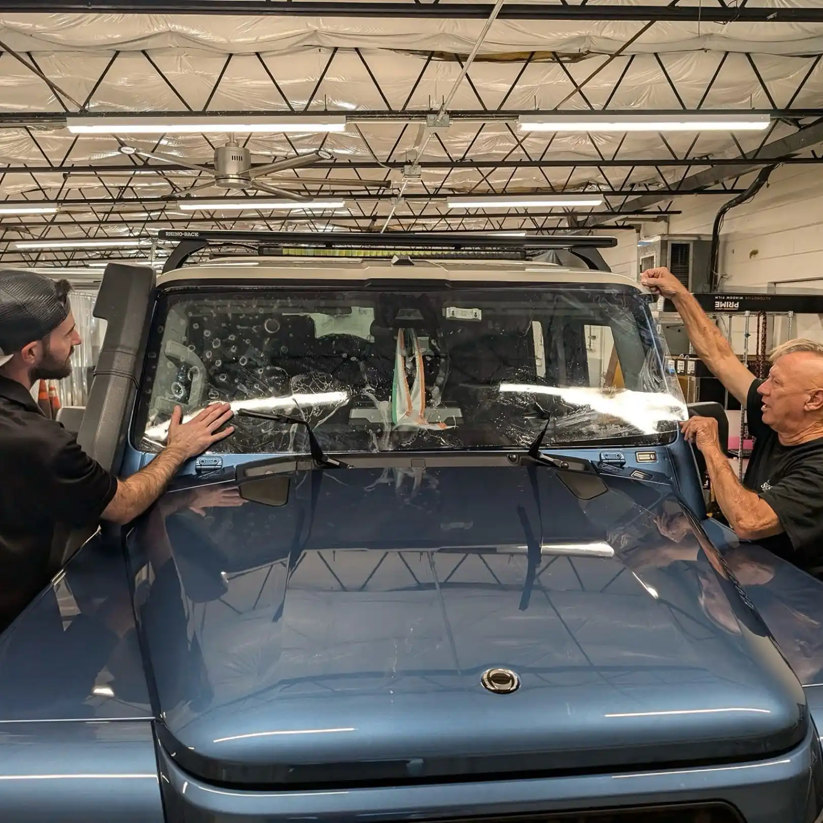 INEOS Grenadier with clear exterior ExoShield windshield film