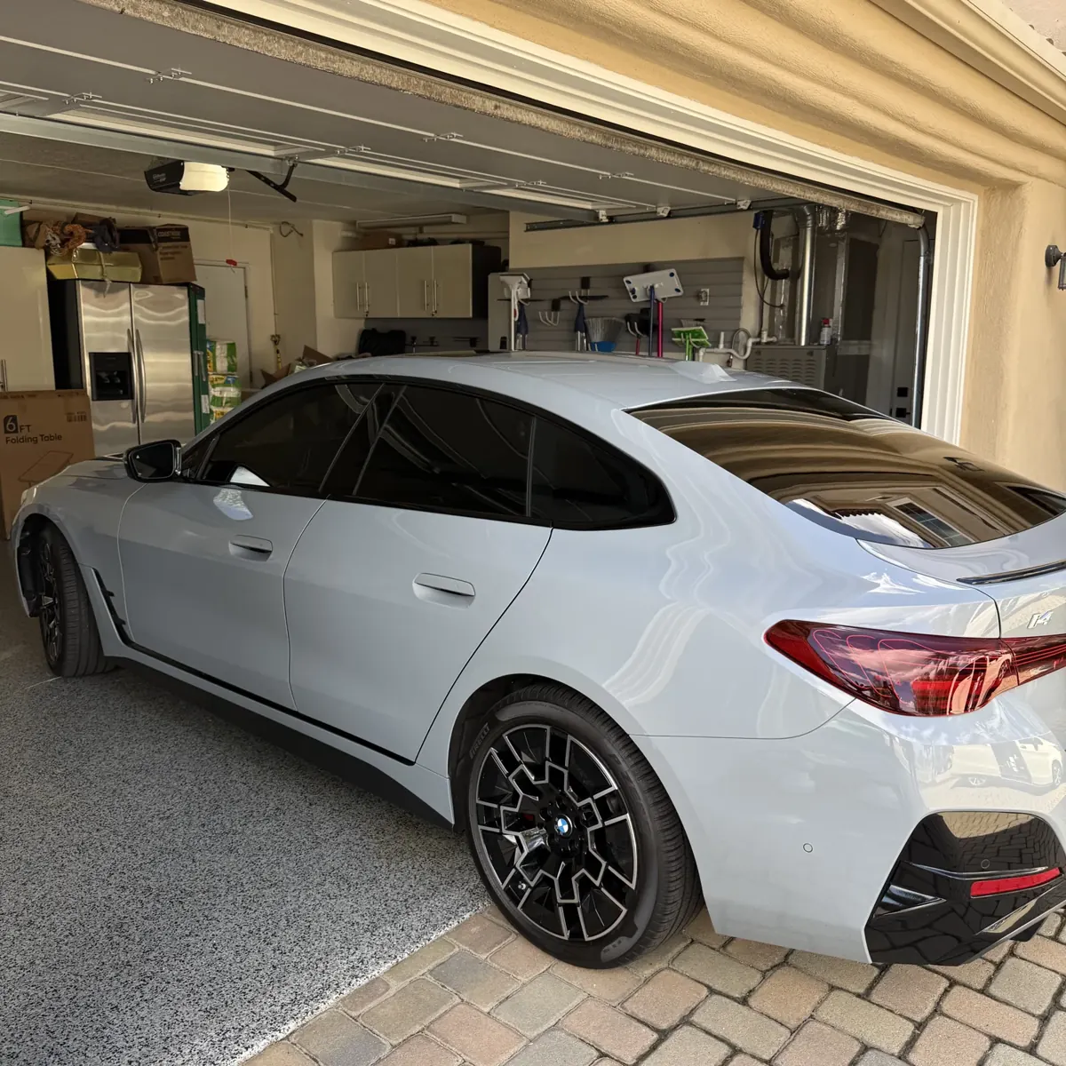 Finished BMW i4 rear windows with 5% Nano Ceramic IR tint in Rancho Bernardo